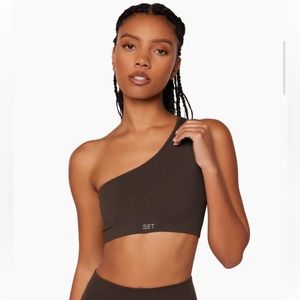 Set active sculptflex rubber one shoulder bra espresso